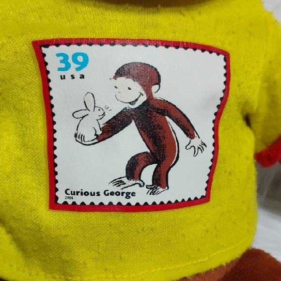 SALE! Curious George 2005 Marvel Plush Toy & Yellow Shirt W 39 USA Stamp (X-66) - Picture 2 of 11